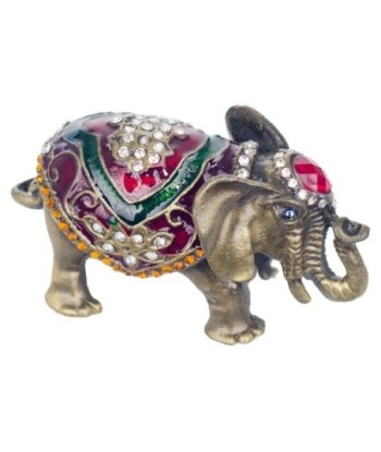 By SIGRIS Cajita Elefante Gris de Metal 4X3X8cm Caja Caja Bonita Cajita Madera Regalo