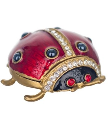 By SIGRIS Cajita Mariquita Rojo de Metal 3X6X7cm Caja Caja Bonita Cajita Madera Regalo