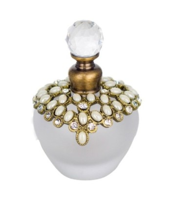 By SIGRIS Botella Perfume Blanco de Metal 8X5X5cm Aceite Esencia