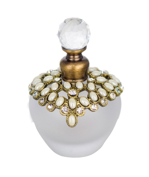 By SIGRIS Botella Perfume Blanco de Metal 8X5X5cm Aceite Esencia