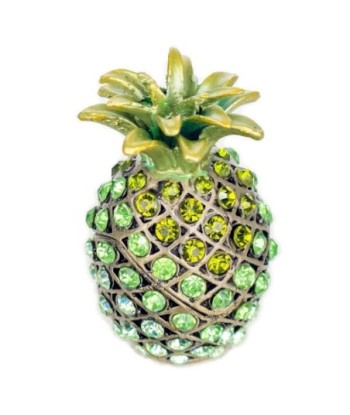 By SIGRIS Cajita Piña Verde de Metal 7X4X4cm Caja Caja Bonita Cajita Madera Regalo