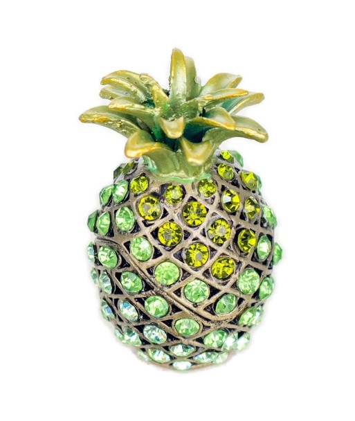 By SIGRIS Cajita Piña Verde de Metal 7X4X4cm Caja Caja Bonita Cajita Madera Regalo