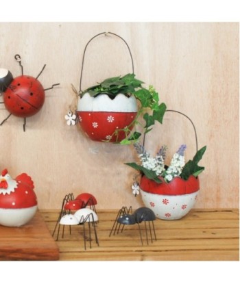 Signes Grimalt By SIGRIS - Huevera con Asa 2 Unidades Rojo de Metal | Cesta Bandeja Decorativa Mesa Bandeja Mimbre