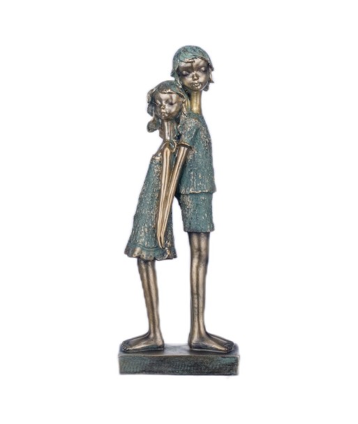 By SIGRIS Figura Pareja de Pie Dorado de Resina 39X8X15cm Figura de Persona Decoración Hogar Figuras De Resina