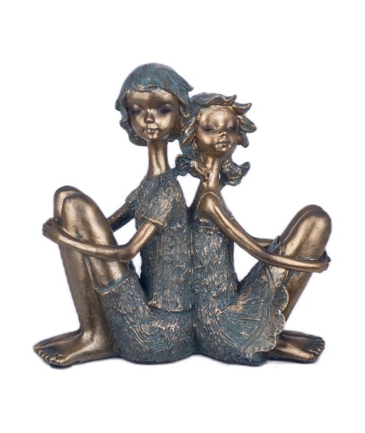 By SIGRIS Figura Pareja Sentada Dorado de Resina 21X8X21cm Figura de Persona Decoración Hogar Figuras De Resina