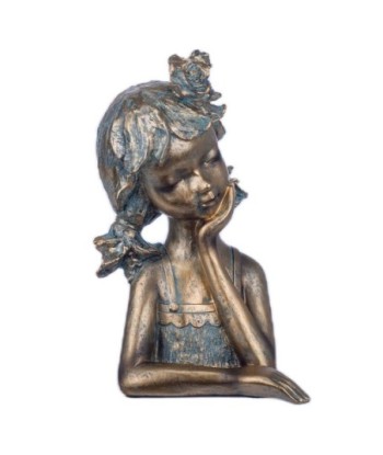 By SIGRIS Figura Niño Busto Dorado de Resina 30X17X18cm Figura de Persona Decoración Hogar Figuras De Resina Para
