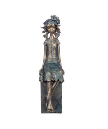 By SIGRIS Figura Niña Sentada Gris de Resina 34X12X10cm Figura de Persona Decoración Hogar Figuras De Resina Para