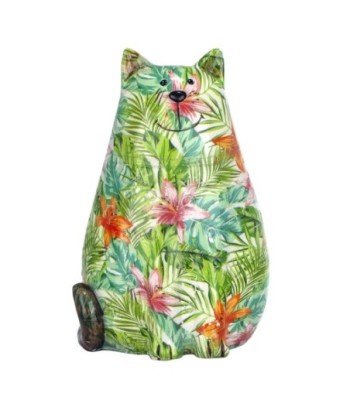 By SIGRIS Figura Gato VERDE de Resina 21*12*14cm Figura de Gato