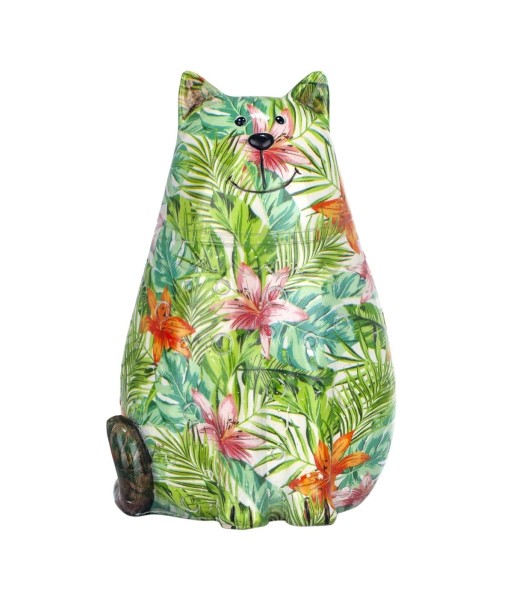 By SIGRIS Figura Gato VERDE de Resina 21*12*14cm Figura de Gato