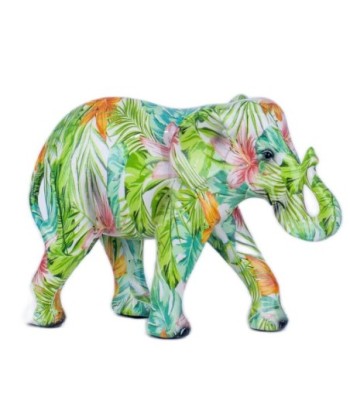 By SIGRIS Figura Elefante Verde de Resina 17X9X23cm Figura de Elefante Decoración Hogar Figuras De Resina Para