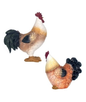 By SIGRIS Figura Gallinas 2 Unidades MULTICOLOR de Resina 15*7*14cm Figura de Animal