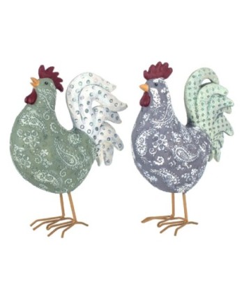 By SIGRIS Figura Gallinas 2 Unidades GRIS de Resina 23*8*17cm Figura de Animal