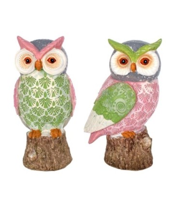 By SIGRIS Figura Búhos 2 Unidades MULTICOLOR de Resina 17*8*8cm Figura de Búho