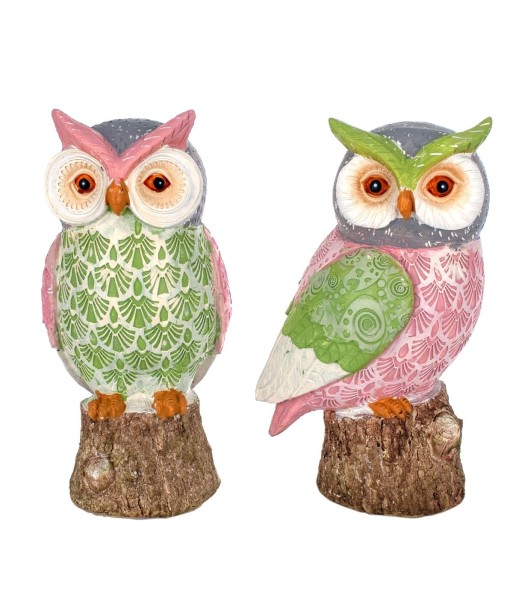 By SIGRIS Figura Búhos 2 Unidades MULTICOLOR de Resina 17*8*8cm Figura de Búho