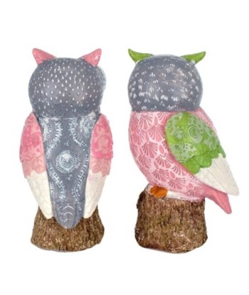 By SIGRIS Figura Búhos 2 Unidades MULTICOLOR de Resina 17*8*8cm Figura de Búho