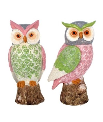 By SIGRIS Figura Búhos 2 Unidades MULTICOLOR de Resina 22*10*12cm Figura de Búho