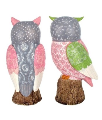 By SIGRIS Figura Búhos 2 Unidades MULTICOLOR de Resina 22*10*12cm Figura de Búho