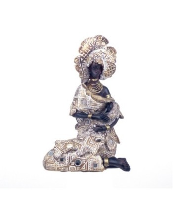By SIGRIS Figura Africana Gris de Resina 22X12X14cm Figura de Africana Decoración Hogar Figuras Decorativas