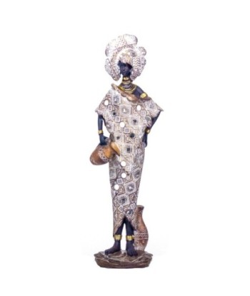 By SIGRIS Figura Africana Dorado de Resina 47X9X14cm Figura de Africana Decoración Hogar Figuras Decorativas