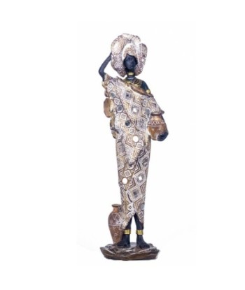 By SIGRIS Figura Africana Gris de Resina 40X8X12cm Figura de Africana Decoración Hogar Figuras Decorativas