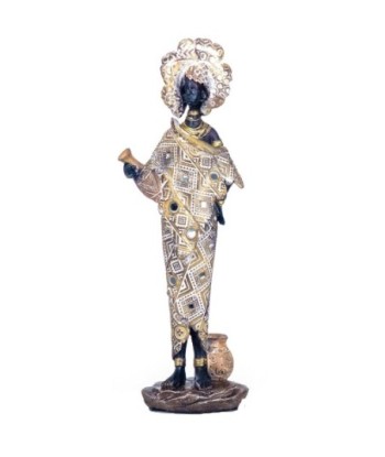 By SIGRIS Figura Africana Gris de Resina 34X7X12cm Figura de Africana Decoración Hogar Figuras Decorativas
