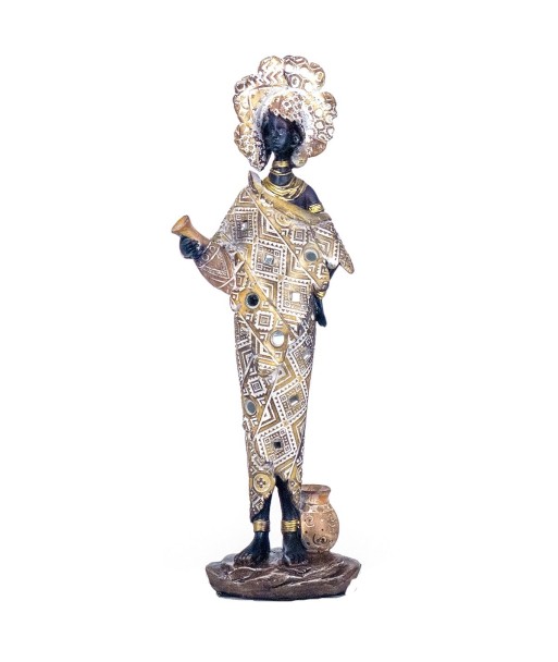 By SIGRIS Figura Africana Gris de Resina 34X7X12cm Figura de Africana Decoración Hogar Figuras Decorativas
