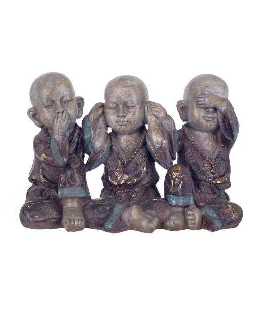 By SIGRIS Figura Budas 3 Unidades Gris de Resina 17*12*25cm Figura de Buda
