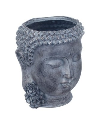 By SIGRIS Figura Cabeza Buda Gris de Resina 23*19*19cm Figura de Buda
