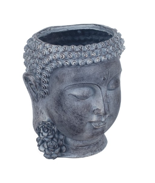By SIGRIS Figura Cabeza Buda Gris de Resina 23*19*19cm Figura de Buda