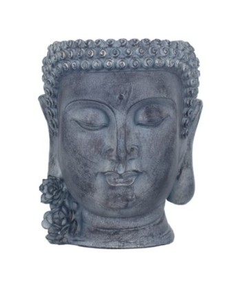 By SIGRIS Figura Cabeza Buda Gris de Resina 23*19*19cm Figura de Buda