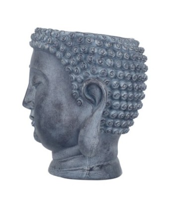 By SIGRIS Figura Cabeza Buda Gris de Resina 23*19*19cm Figura de Buda