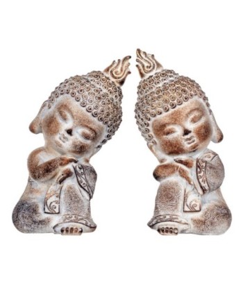 By SIGRIS Figura Buda 2 Unidades Gris de Resina 17*7*9cm Figura de Buda