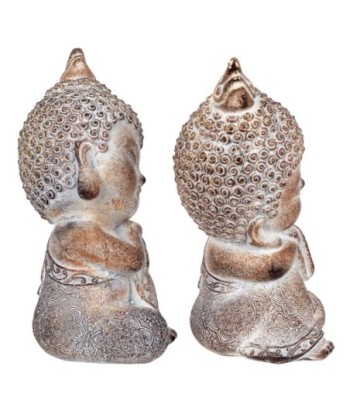 By SIGRIS Figura Buda 2 Unidades Gris de Resina 17*7*9cm Figura de Buda