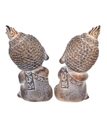 By SIGRIS Figura Buda 2 Unidades Gris de Resina 17*7*9cm Figura de Buda