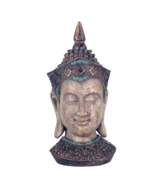 By SIGRIS Figura Cabeza Buda Gris de Resina 32*14*15cm Figura de Buda