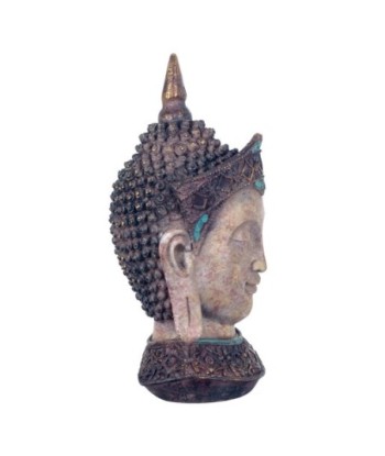 By SIGRIS Figura Cabeza Buda Gris de Resina 32*14*15cm Figura de Buda