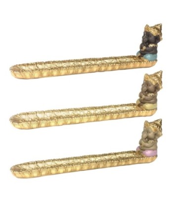 By SIGRIS PortaIncienso Buda 3 Uni. Dorado de Resina 9*5*27cm Portaincienso