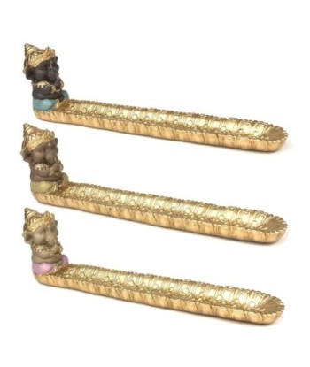 By SIGRIS PortaIncienso Buda 3 Uni. Dorado de Resina 9*5*27cm Portaincienso