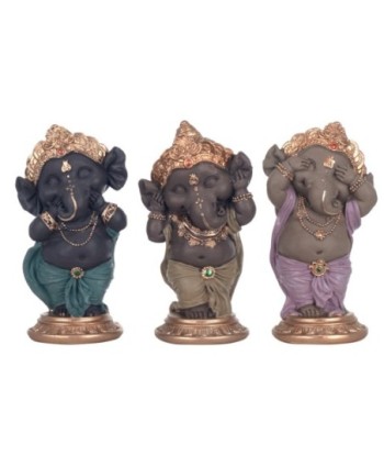 By SIGRIS Figura Ganesha 3 Unidades Multicolor de Resina 12*6*7cm Figura de Buda