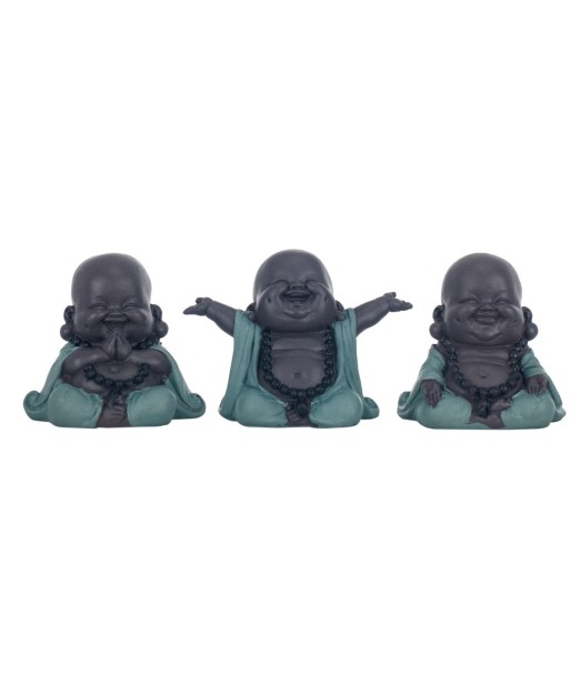 By SIGRIS Figura Buda 3 Unidades Marrón de Resina 8*7*9cm Figura de Buda