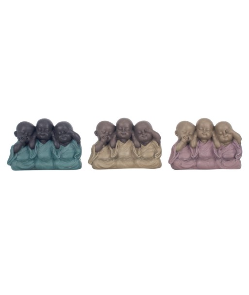 By SIGRIS Figura Buda 3 Unidades Multicolor de Resina 9*5*13cm Figura de Buda