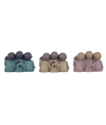 By SIGRIS Figura Buda 3 Unidades Multicolor de Resina 9*5*13cm Figura de Buda