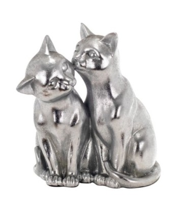 By SIGRIS Figura Gatos Plateado de Resina 20*12*15cm Figura de Gato