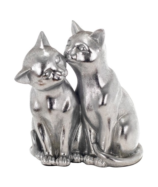By SIGRIS Figura Gatos Plateado de Resina 20*12*15cm Figura de Gato