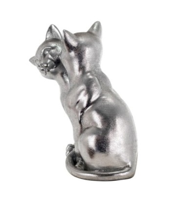 By SIGRIS Figura Gatos Plateado de Resina 20*12*15cm Figura de Gato