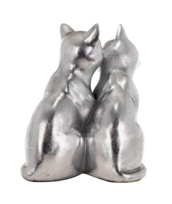 By SIGRIS Figura Gatos Plateado de Resina 20*12*15cm Figura de Gato