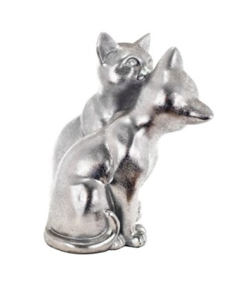 By SIGRIS Figura Gatos Plateado de Resina 20*12*15cm Figura de Gato