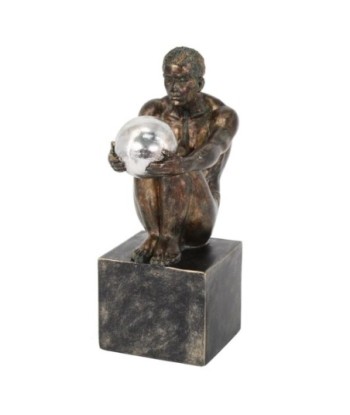 By SIGRIS Figura Hombre Músico Gris de Resina 24*16*10cm Figura de Persona