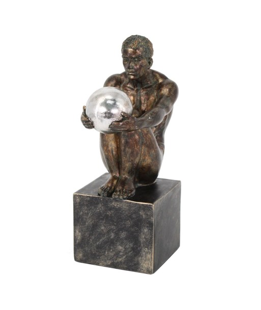By SIGRIS Figura Hombre Músico Gris de Resina 24*16*10cm Figura de Persona