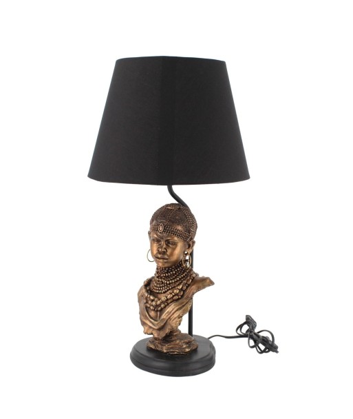 By SIGRIS Lámpara con Figura Africana Dorado de Resina 58*30*30cm Lámpara de sobremesa